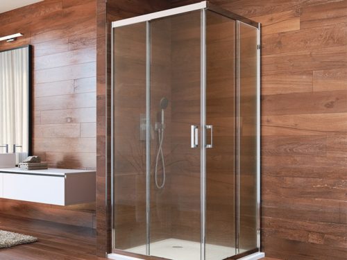 Sprchový kout, LIMA, čtverec, 90 cm, chrom ALU, sklo Point