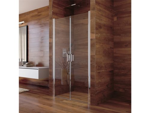 MER Sprchové dveře, Lima, dvoukřídlé, lítací, 90×190 cm, chrom ALU, sklo Čiré CK80523K